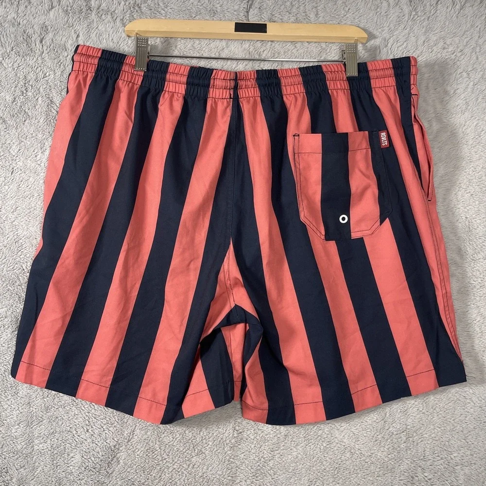 RSVLTS‎ The Roosevelts Men XXL Swim Trunk Shorts Navy Striped Dare Pocket 7